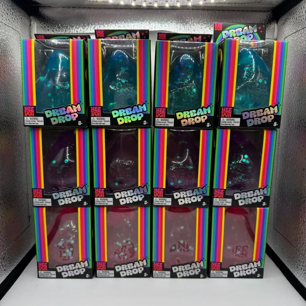 Schylling - NeeDoh Dream Drop: 12 Pack (4 of Each Color) Includes Display